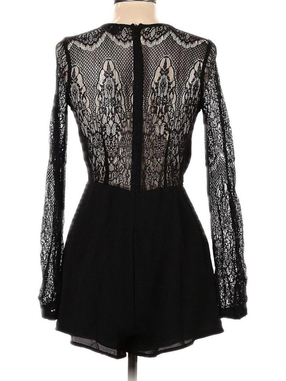 Black lace back long sleeve romper - Hommage from Los Angeles